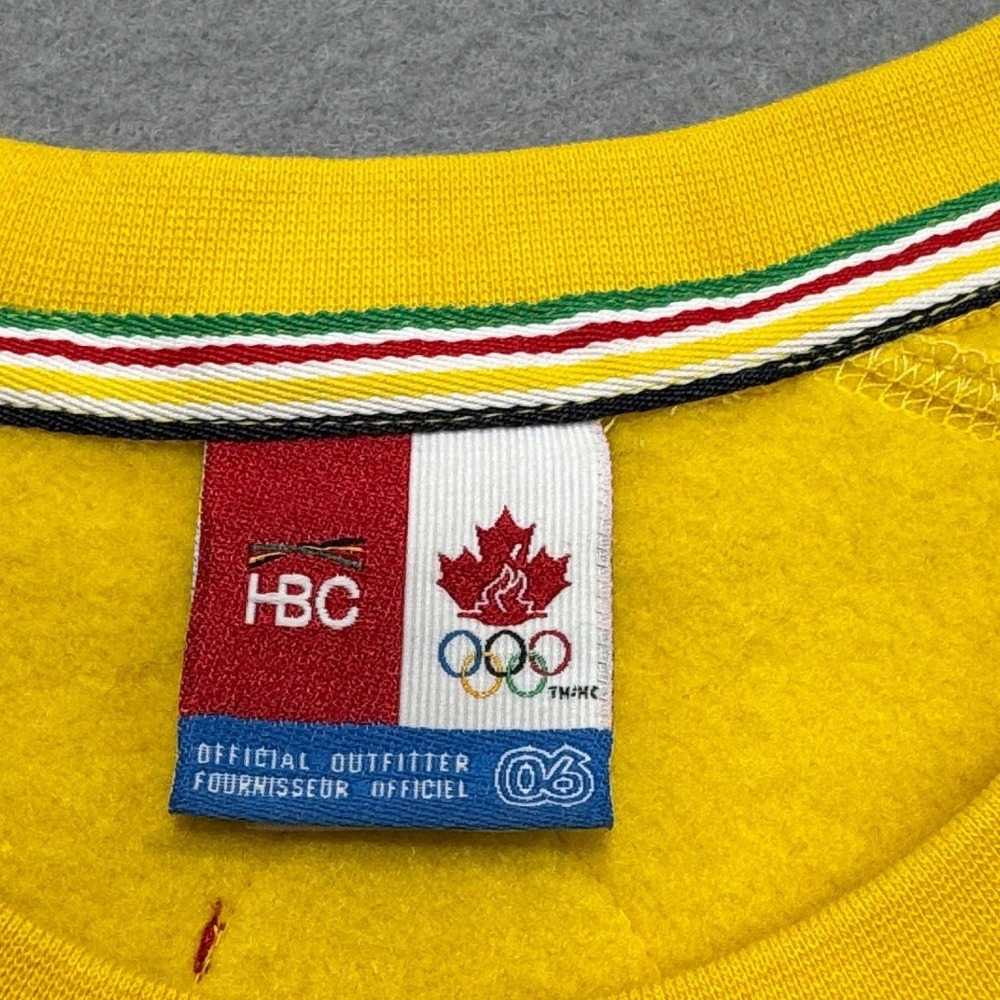 Vintage HBC Olympic Sweatshirt Men's XL Yellow Team Canada Fleece Lined Pullover - Picture 7 of 8